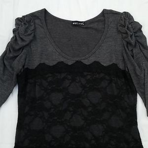 Drawn Sleeve Lace Top